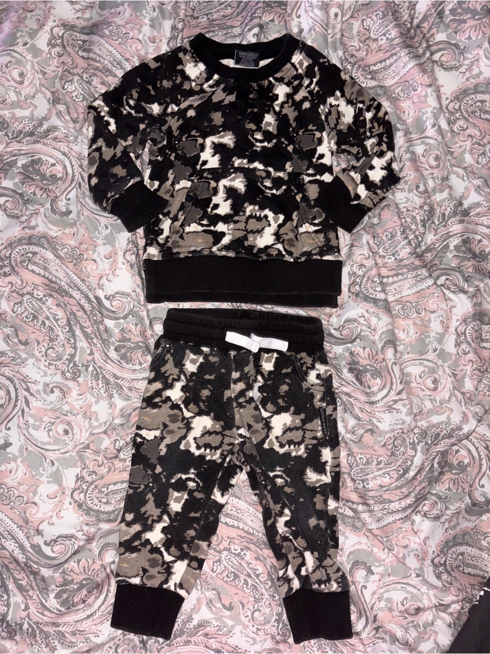Little Bipsy Black, Cream & Tan Camouflage  Set